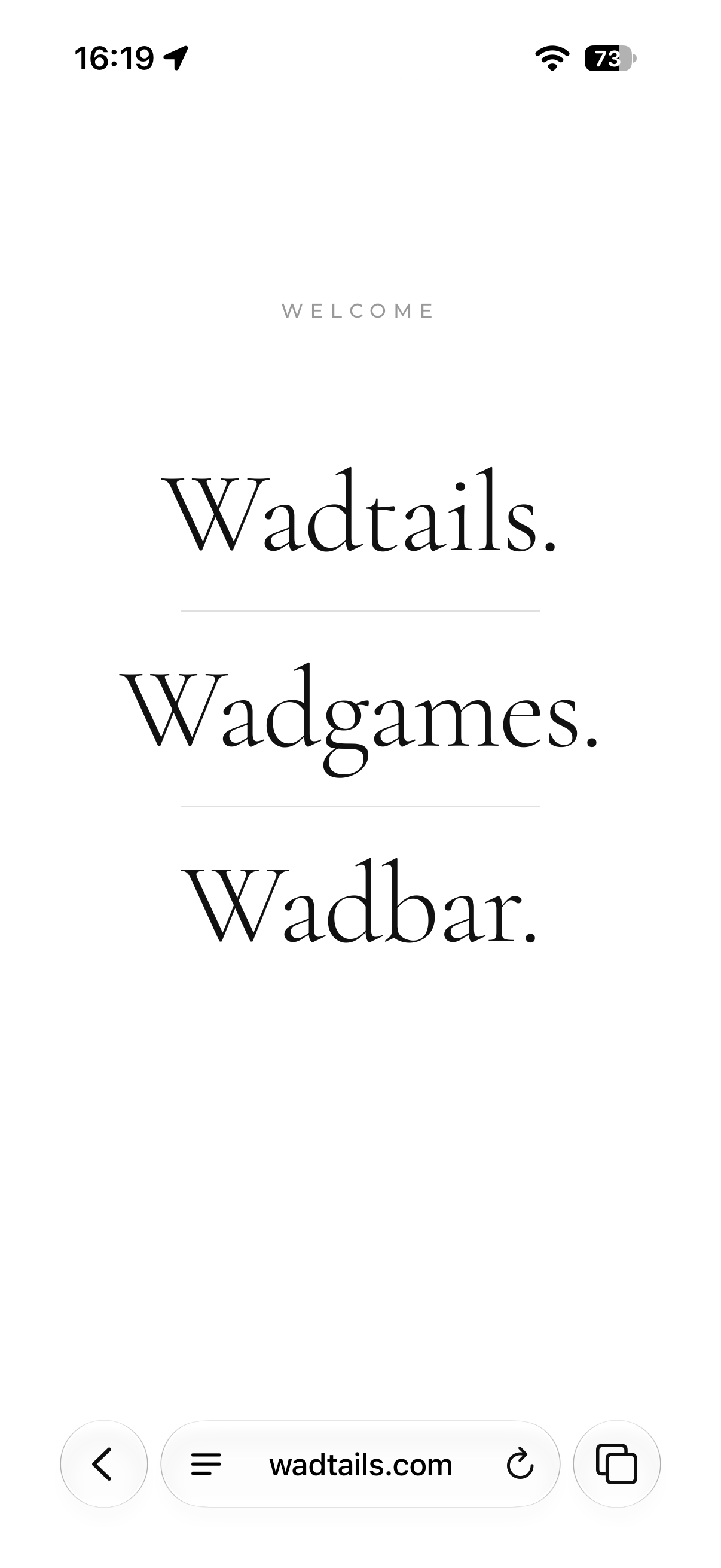 Wadtails website landing page